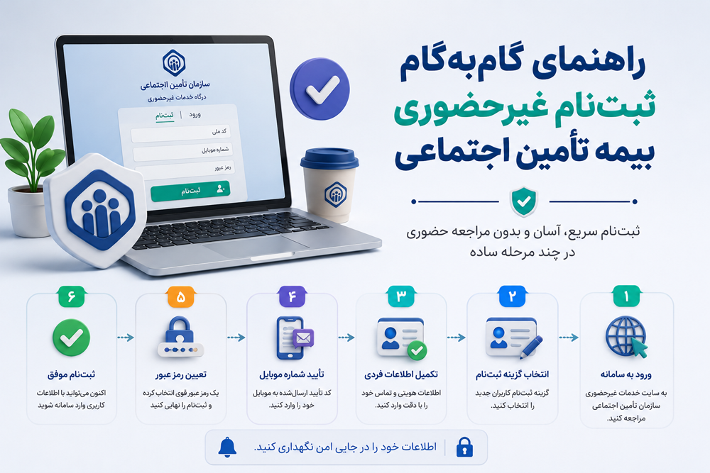 راهنمای گام‌به‌گام ثبت‌نام غیرحضوری بیمه تامین اجتماعی