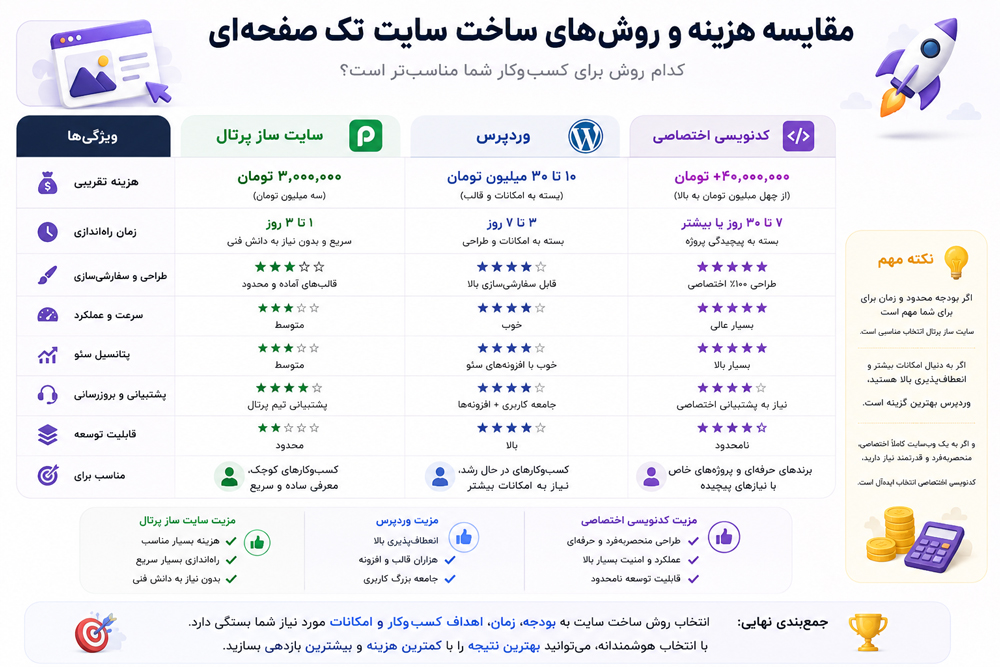 آیا سایت تک صفحهای برای کسبوکار شما مناسب است؟