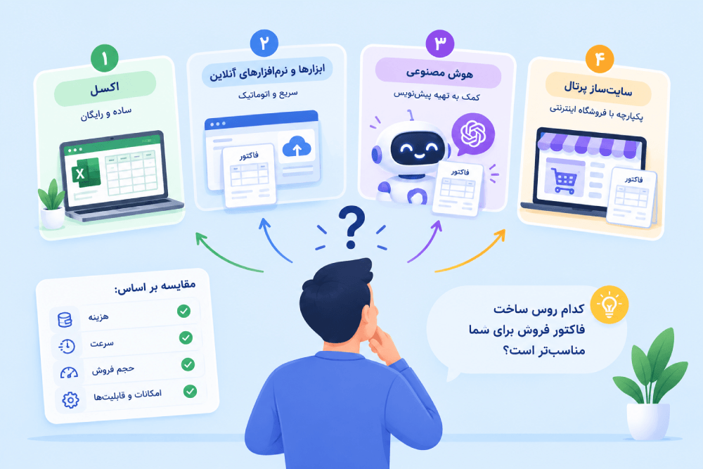 کدام روش ساخت فاکتور فروش برای شما مناسب‌تر است؟