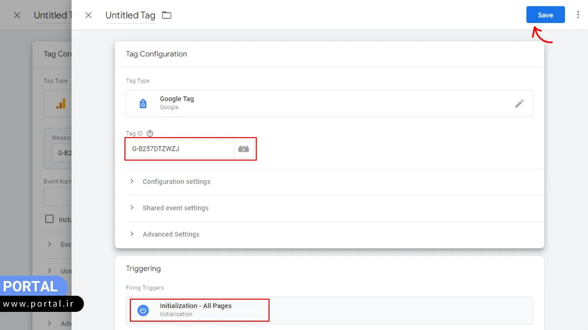 وارد کردن Measurement ID و تنظیمات بخش Triggering