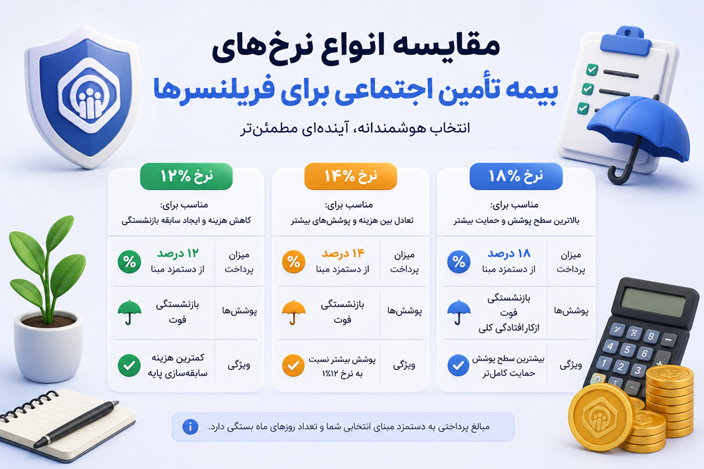 مقایسه انواع نرخ‌های بیمه تامین اجتماعی برای فریلنسرها