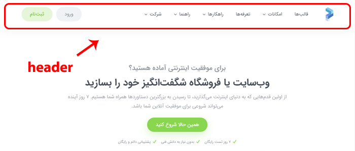 هدر سایت و محل قرار گرفتن آن