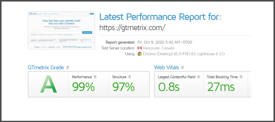 ابزار تست سرعت سایت Gtmetrix