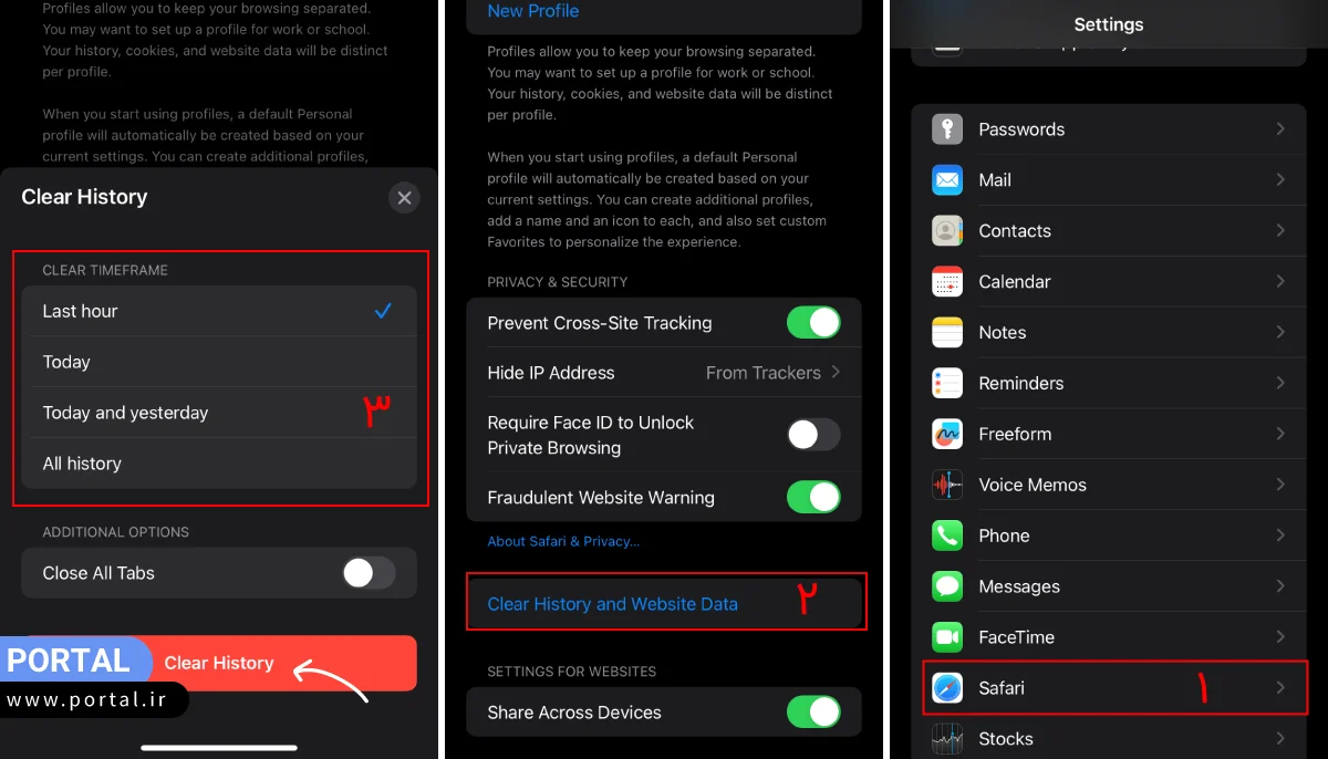 مراحل پاک کردن کش مرورگر سافاری در ios 