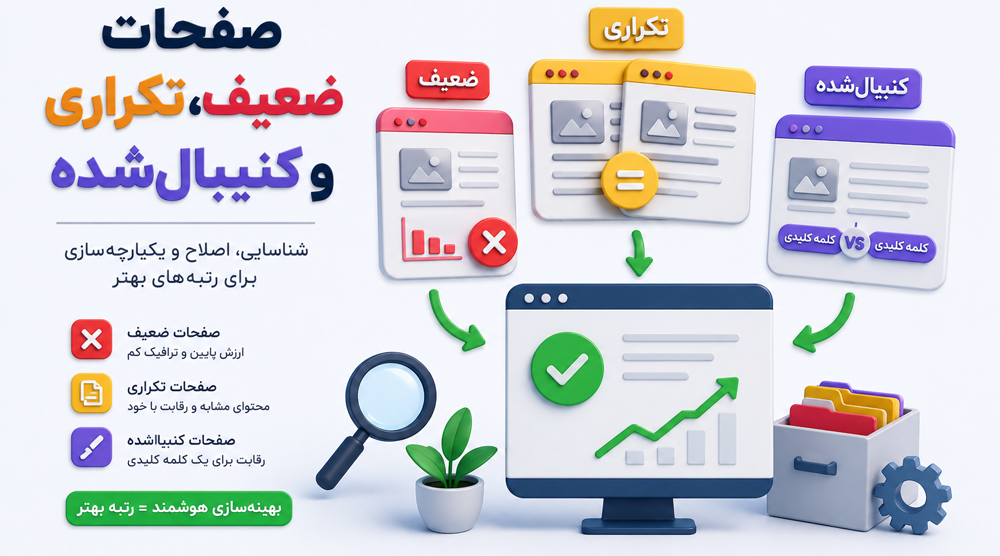 صفحات ضعیف، تکراری و کنیبالشده را شناسایی کنید