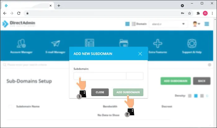 ساخت ساب دامین در دایرکت ادمین