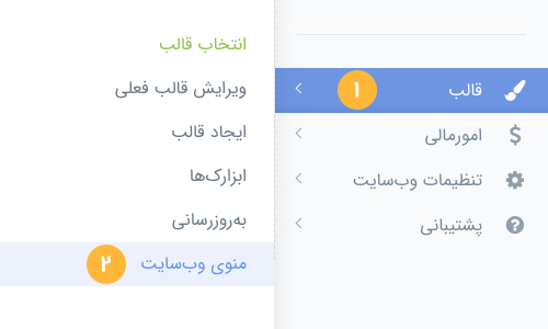 ویرایش منوی وبسایت