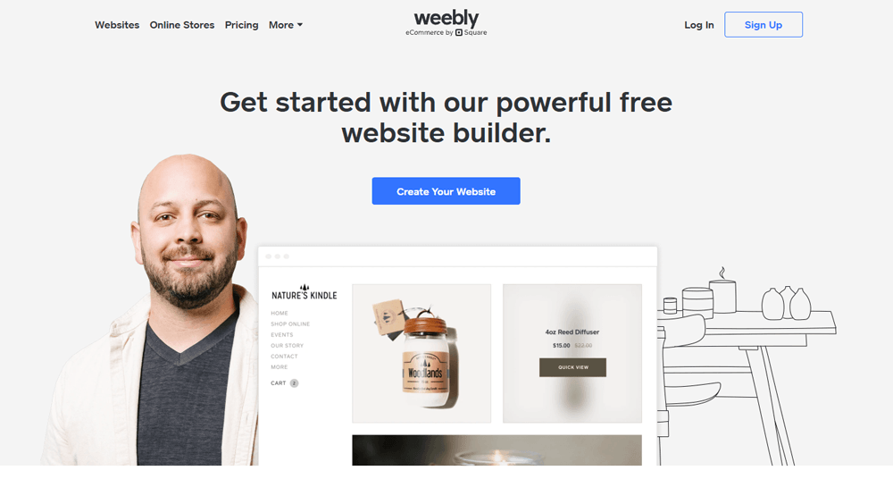 اسکرینشات از صفحه اصلی Weebly