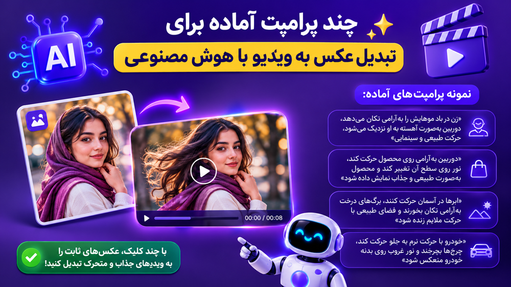 چند پرامپت آماده برای تبدیل عکس به ویدیو