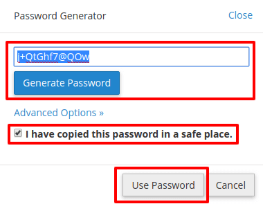 رمز عبور پایگاه داده در سی پنل