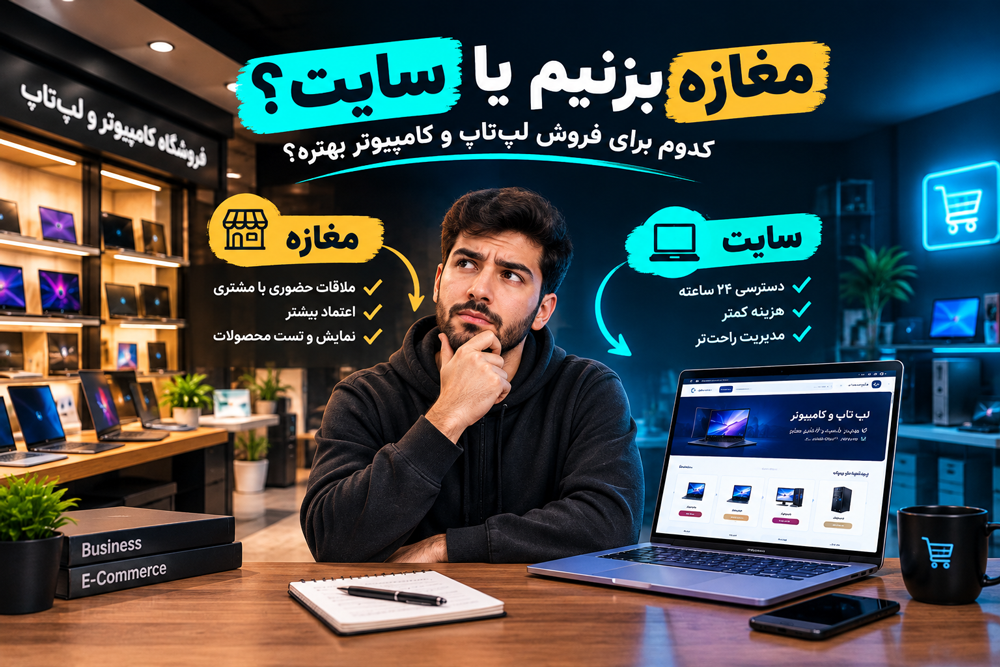 انتخاب بین فروش فیزیکی یا آنلاین: مغازه بزنیم یا سایت؟
