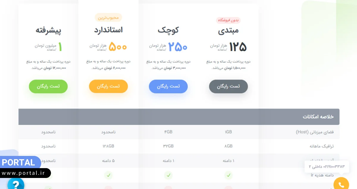 بسته‌های اشتراکی پرتال