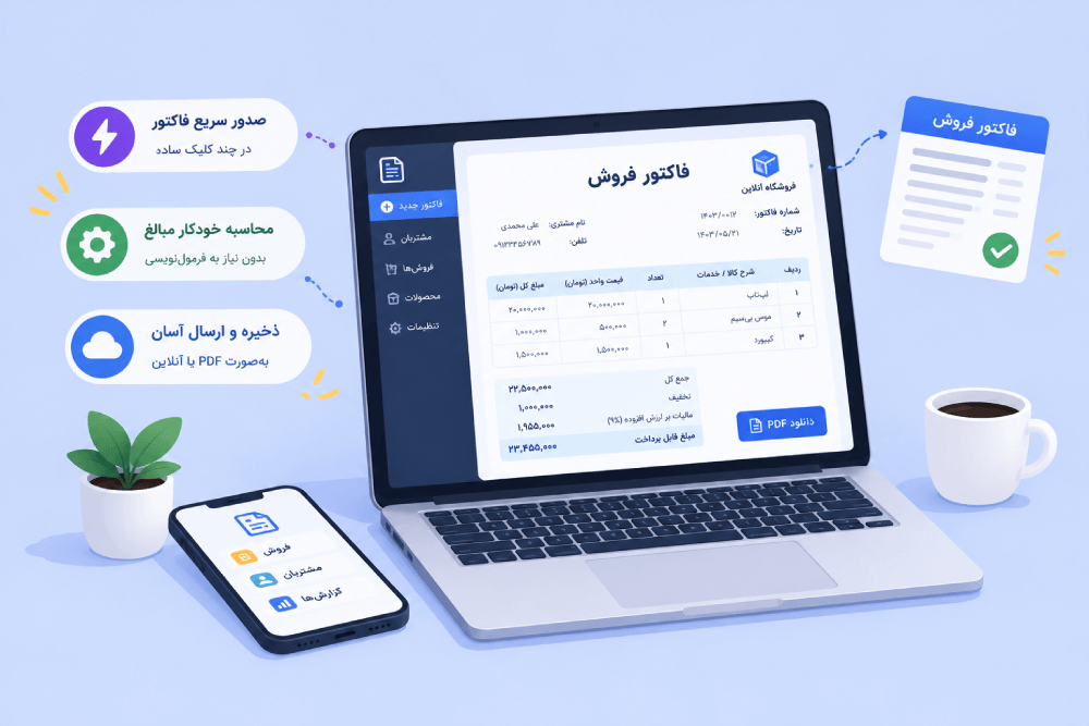 روش دوم: استفاده از نرم‌افزارها و ابزارهای فاکتورساز (سریع و اتوماتیک)