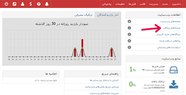 پنل کاربری پرتال
